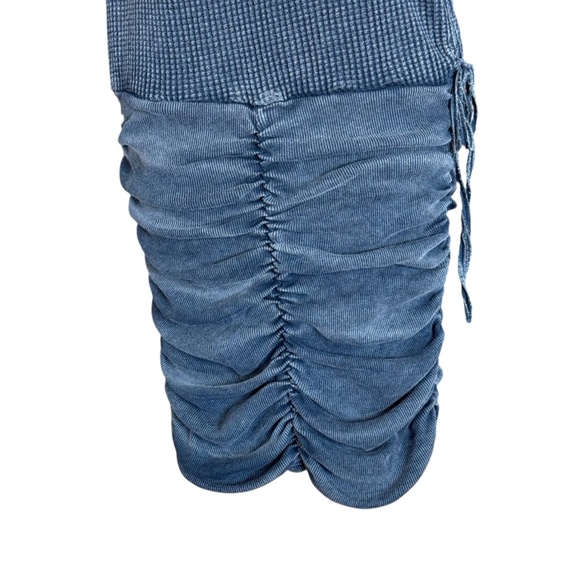 Free People FP One Charcoal Gray Katya Bodycon Ruched Thermal Ribbed Dress M - Picture 12 of 16